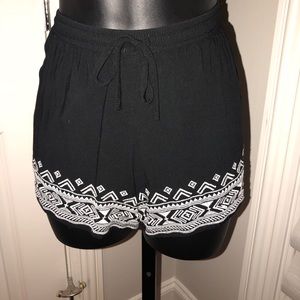 Black Embroidered Shorts